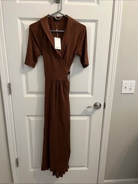 Quince Brown Wrap Maxi Dress